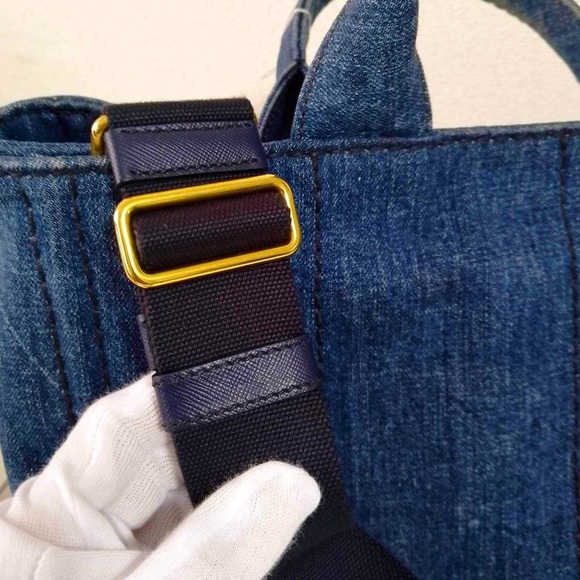 100% AUTHENTIC Prada Canapa Avio Demin - Picture 10 of 14